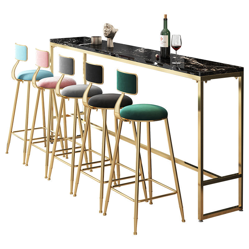 Marble Rectangle Counter Height Dining Table Indoor Footrest Pub Height Dining Table Black-Gold Without Chairs Clearhalo 'Bar Furniture' 'Bar Tables' 'bar_tables' 'furn' 'furn_bar_tables' 'Furniture' 'furniture_bar_tables' 'Kitchen & Dining Furniture' 4335851