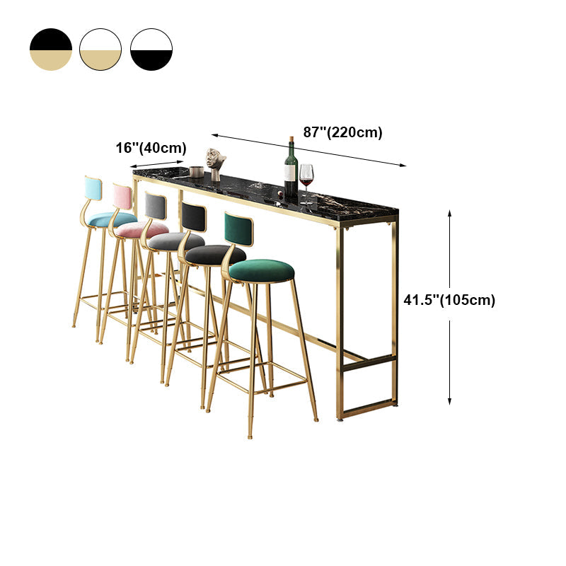 Marble Rectangle Counter Height Dining Table Indoor Footrest Pub Height Dining Table Clearhalo 'Bar Furniture' 'Bar Tables' 'bar_tables' 'furn' 'furn_bar_tables' 'Furniture' 'furniture_bar_tables' 'Kitchen & Dining Furniture' 4335864
