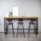 Modern Rectangle Bar Dining Table Wood Bar Height Table with Trestle Base 110.2"L x 15.7"W x 41.3"H Without Chairs Clearhalo 'Bar Furniture' 'Bar Tables' 'bar_tables' 'furn' 'furn_bar_tables' 'Furniture' 'furniture_bar_tables' 'Kitchen & Dining Furniture' 'kitchen&dining_furn' 'kitchen' 4335866
