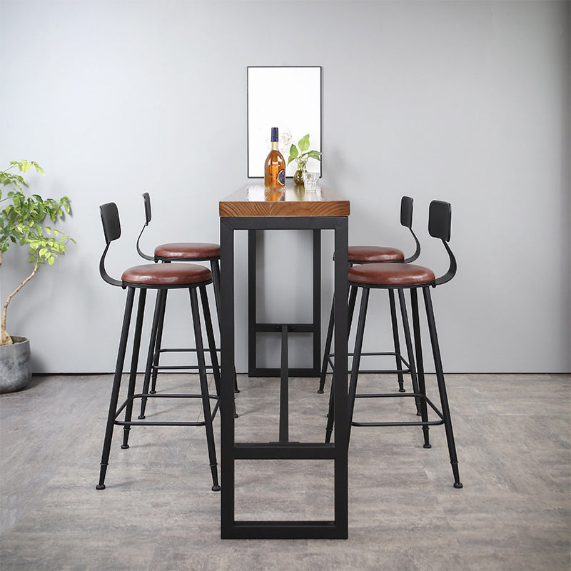 Modern Rectangle Bar Dining Table Wood Bar Height Table with Trestle Base 94.5"L x 15.7"W x 41.3"H Without Chairs Clearhalo 'Bar Furniture' 'Bar Tables' 'bar_tables' 'furn' 'furn_bar_tables' 'Furniture' 'furniture_bar_tables' 'Kitchen & Dining Furniture' 'kitchen&dining_furn' 'kitchen' 4335867