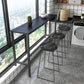 Rectangle Stone Modern Cocktail Bar Table Footrest Trestle Pub Height Dining Table 78.7"L x 15.7"W x 41.3"H Black Without Chairs Clearhalo 'Bar Furniture' 'Bar Tables' 'bar_tables' 'furn' 'furn_bar_tables' 'Furniture' 'furniture_bar_tables' 'Kitchen & Dining Furniture' 'kitchen&dining_furn' 'kitchen' 4335889