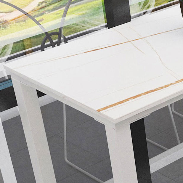 Rectangle Stone Modern Cocktail Bar Table Footrest Trestle Pub Height Dining Table Clearhalo 'Bar Furniture' 'Bar Tables' 'bar_tables' 'furn' 'furn_bar_tables' 'Furniture' 'furniture_bar_tables' 'Kitchen & Dining Furniture' 'kitchen&dining_furn' 'kitchen' 4335894