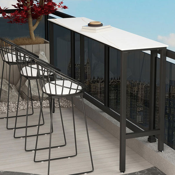 Rectangle Stone Modern Cocktail Bar Table Footrest Trestle Pub Height Dining Table Clearhalo 'Bar Furniture' 'Bar Tables' 'bar_tables' 'furn' 'furn_bar_tables' 'Furniture' 'furniture_bar_tables' 'Kitchen & Dining Furniture' 'kitchen&dining_furn' 'kitchen' 4335897