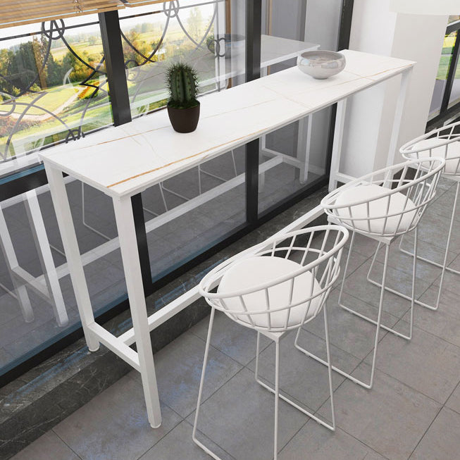 Rectangle Stone Modern Cocktail Bar Table Footrest Trestle Pub Height Dining Table Clearhalo 'Bar Furniture' 'Bar Tables' 'bar_tables' 'furn' 'furn_bar_tables' 'Furniture' 'furniture_bar_tables' 'Kitchen & Dining Furniture' 'kitchen&dining_furn' 'kitchen' 4335899