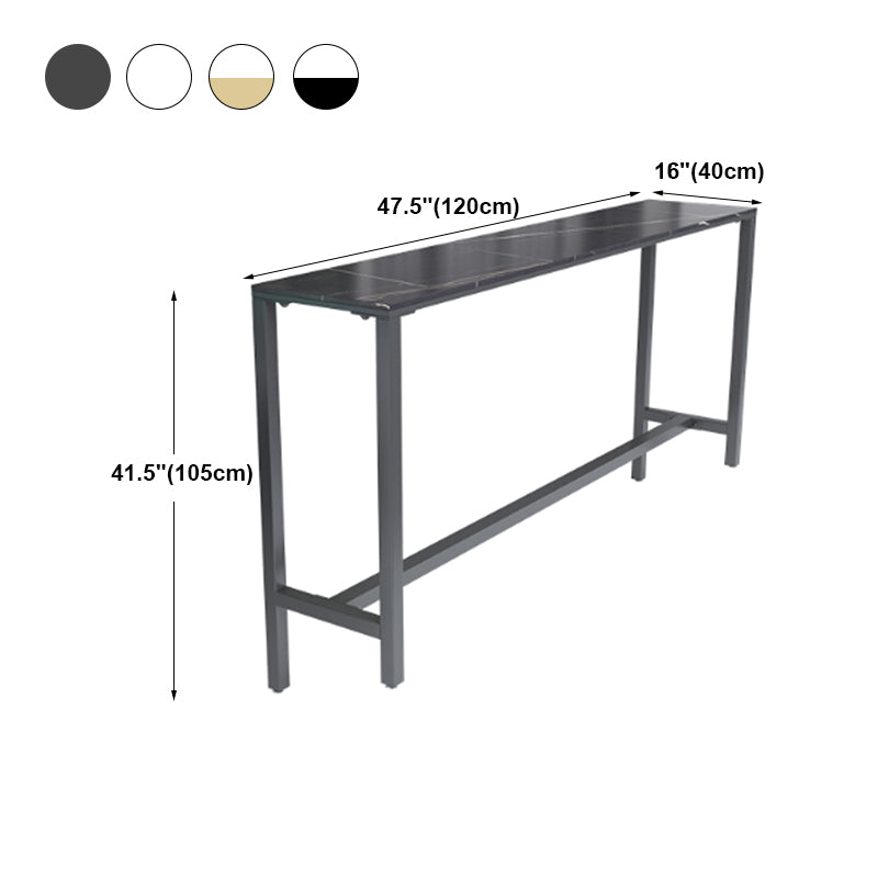 Rectangle Stone Modern Cocktail Bar Table Footrest Trestle Pub Height Dining Table Clearhalo 'Bar Furniture' 'Bar Tables' 'bar_tables' 'furn' 'furn_bar_tables' 'Furniture' 'furniture_bar_tables' 'Kitchen & Dining Furniture' 'kitchen&dining_furn' 'kitchen' 4335903
