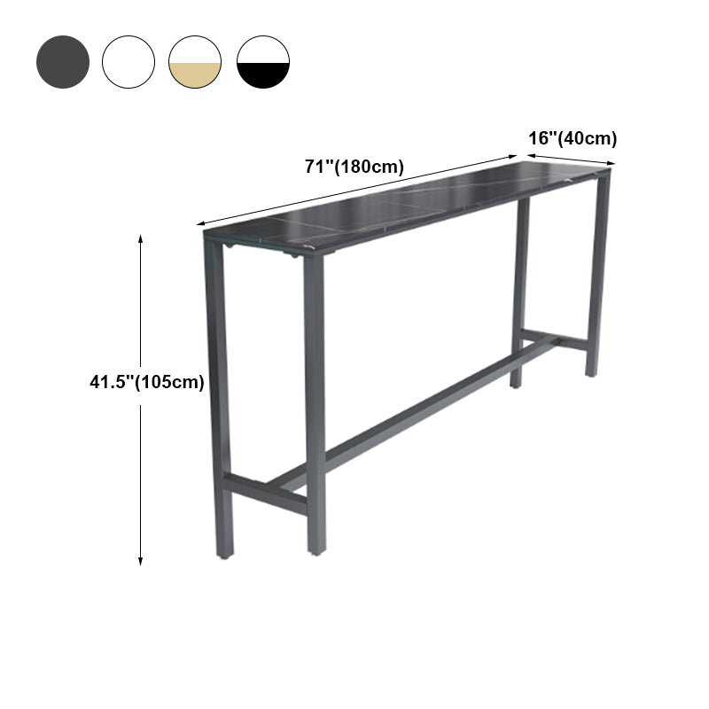 Rectangle Stone Modern Cocktail Bar Table Footrest Trestle Pub Height Dining Table Clearhalo 'Bar Furniture' 'Bar Tables' 'bar_tables' 'furn' 'furn_bar_tables' 'Furniture' 'furniture_bar_tables' 'Kitchen & Dining Furniture' 'kitchen&dining_furn' 'kitchen' 4335906