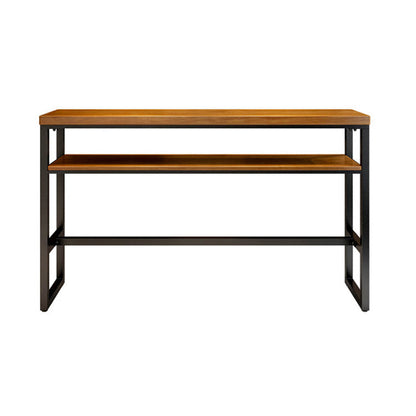 Modern Rectangle Bar Dining Table Wood Trestle Bar Height Table with Shelves Without Chairs Clearhalo 'Bar Furniture' 'Bar Tables' 'bar_tables' 'furn' 'furn_bar_tables' 'Furniture' 'furniture_bar_tables' 'Kitchen & Dining Furniture' 'kitchen&dining_furn' 'kitchen' 4335912