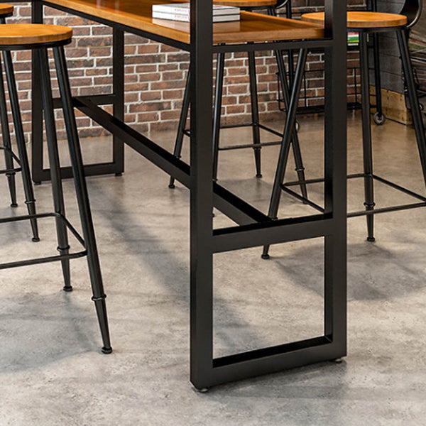 Modern Rectangle Bar Dining Table Wood Trestle Bar Height Table with Shelves Clearhalo 'Bar Furniture' 'Bar Tables' 'bar_tables' 'furn' 'furn_bar_tables' 'Furniture' 'furniture_bar_tables' 'Kitchen & Dining Furniture' 'kitchen&dining_furn' 'kitchen' 4335915