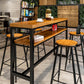 Modern Rectangle Bar Dining Table Wood Trestle Bar Height Table with Shelves Clearhalo 'Bar Furniture' 'Bar Tables' 'bar_tables' 'furn' 'furn_bar_tables' 'Furniture' 'furniture_bar_tables' 'Kitchen & Dining Furniture' 'kitchen&dining_furn' 'kitchen' 4335918
