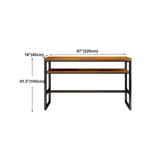 Modern Rectangle Bar Dining Table Wood Trestle Bar Height Table with Shelves Clearhalo 'Bar Furniture' 'Bar Tables' 'bar_tables' 'furn' 'furn_bar_tables' 'Furniture' 'furniture_bar_tables' 'Kitchen & Dining Furniture' 'kitchen&dining_furn' 'kitchen' 4335925