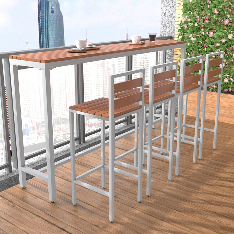 Cafe Footrest Bar Height Table Modern Wood Fixed Table Bistro Bar Table Natural Without Chairs Clearhalo 'Bar Furniture' 'Bar Tables' 'bar_tables' 'furn' 'furn_bar_tables' 'Furniture' 'furniture_bar_tables' 'Kitchen & Dining Furniture' 'kitchen&dining_furn' 'kitchen' 4335930