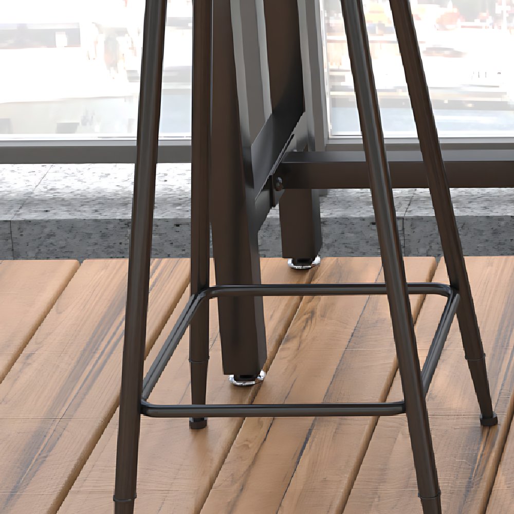Cafe Footrest Bar Height Table Modern Wood Fixed Table Bistro Bar Table ...