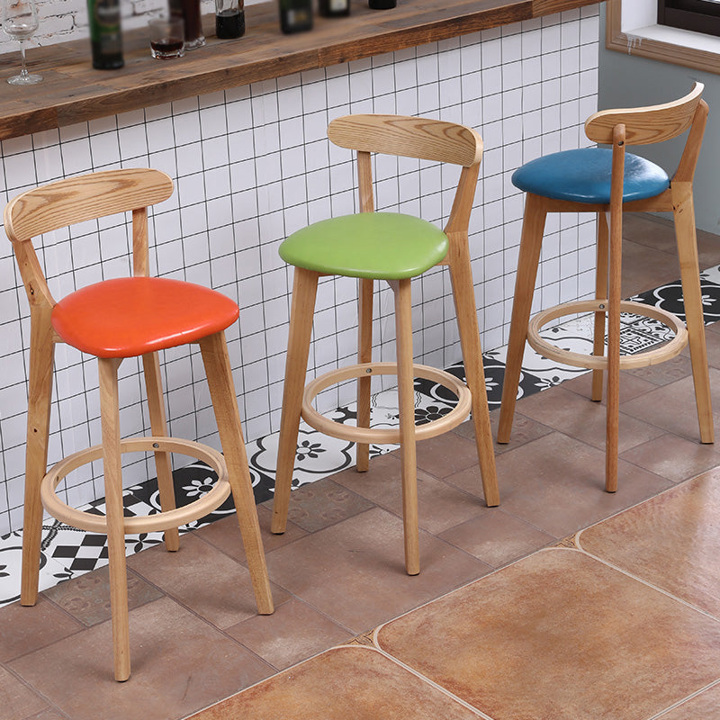 Scandinavian Style Bar-stool with Wooden leg Square Seat Counter Stool for Kitchen Bar Clearhalo 'Bar Furniture' 'Bar Stools' 'bar_stools' 'furn' 'furn_bar_stools' 'furniture_bar_stools' 'Kitchen & Dining Furniture' 'kitchen&dining_furn' 'kitchen' 'kitchen_furn' Furniture' 4339708