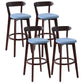 Scandinavian Style Bar-stool with Wooden leg Square Seat Counter Stool for Kitchen Bar Natural Blue 4 Piece Set Clearhalo 'Bar Furniture' 'Bar Stools' 'bar_stools' 'furn' 'furn_bar_stools' 'furniture_bar_stools' 'Kitchen & Dining Furniture' 'kitchen&dining_furn' 'kitchen' 'kitchen_furn' Furniture' 4339737
