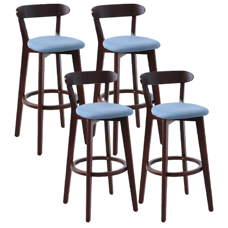 Scandinavian Style Bar-stool with Wooden leg Square Seat Counter Stool for Kitchen Bar Natural Blue 4 Piece Set Clearhalo 'Bar Furniture' 'Bar Stools' 'bar_stools' 'furn' 'furn_bar_stools' 'furniture_bar_stools' 'Kitchen & Dining Furniture' 'kitchen&dining_furn' 'kitchen' 'kitchen_furn' Furniture' 4339737