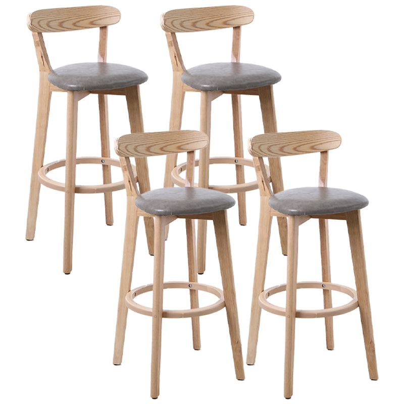 Scandinavian Style Bar-stool with Wooden leg Square Seat Counter Stool for Kitchen Bar Wood Gray 4 Piece Set Clearhalo 'Bar Furniture' 'Bar Stools' 'bar_stools' 'furn' 'furn_bar_stools' 'furniture_bar_stools' 'Kitchen & Dining Furniture' 'kitchen&dining_furn' 'kitchen' 'kitchen_furn' Furniture' 4339739