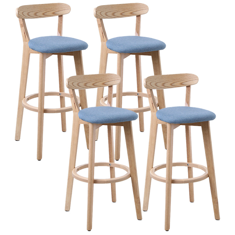 Scandinavian Style Bar-stool with Wooden leg Square Seat Counter Stool for Kitchen Bar Wood Blue 4 Piece Set Clearhalo 'Bar Furniture' 'Bar Stools' 'bar_stools' 'furn' 'furn_bar_stools' 'furniture_bar_stools' 'Kitchen & Dining Furniture' 'kitchen&dining_furn' 'kitchen' 'kitchen_furn' Furniture' 4339741