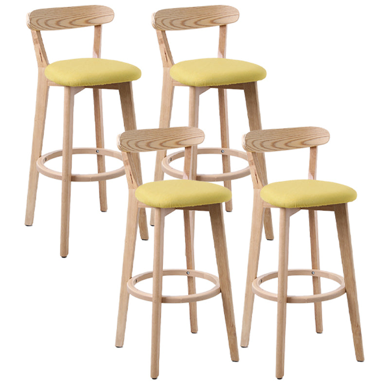 Scandinavian Style Bar-stool with Wooden leg Square Seat Counter Stool for Kitchen Bar Wood Yellow 4 Piece Set Clearhalo 'Bar Furniture' 'Bar Stools' 'bar_stools' 'furn' 'furn_bar_stools' 'furniture_bar_stools' 'Kitchen & Dining Furniture' 'kitchen&dining_furn' 'kitchen' 'kitchen_furn' Furniture' 4339742