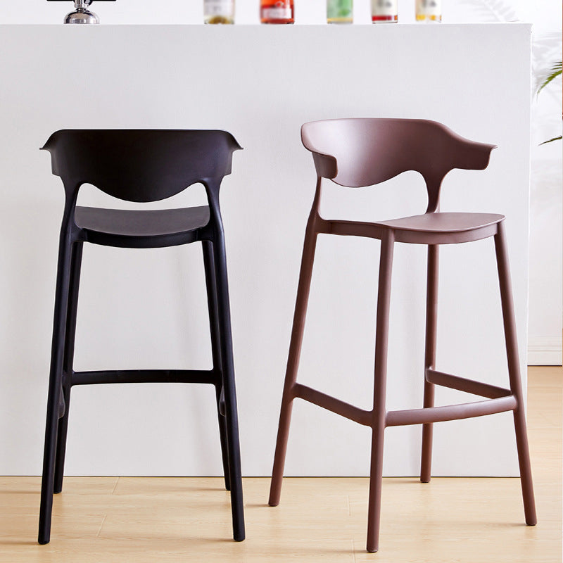Stackable Plastic Indoor Counter Stools Low Back Scandinavian Bar Stools with Footrest Clearhalo 'Bar Furniture' 'Bar Stools' 'bar_stools' 'furn' 'furn_bar_stools' 'furniture_bar_stools' 'Kitchen & Dining Furniture' 'kitchen&dining_furn' 'kitchen' 'kitchen_furn' Furniture' 4339748