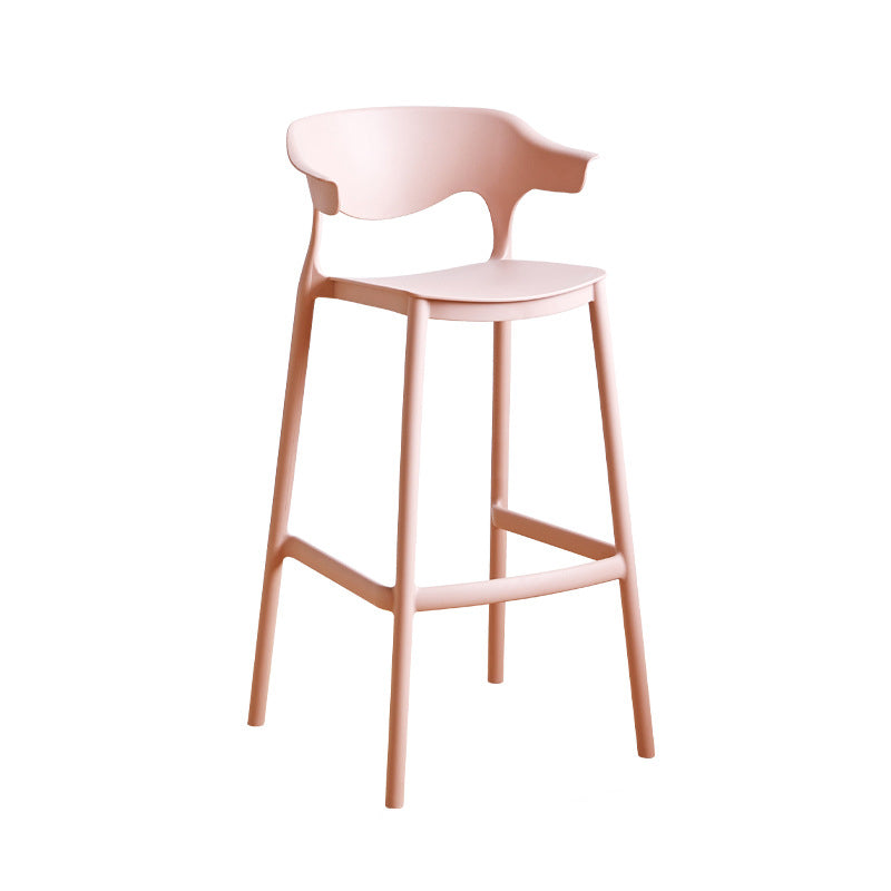 Stackable Plastic Indoor Counter Stools Low Back Scandinavian Bar Stools with Footrest Pink 1 Piece Bar Stool(30"H) Clearhalo 'Bar Furniture' 'Bar Stools' 'bar_stools' 'furn' 'furn_bar_stools' 'furniture_bar_stools' 'Kitchen & Dining Furniture' 'kitchen&dining_furn' 'kitchen' 'kitchen_furn' Furniture' 4339749