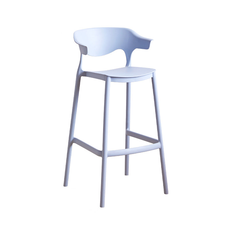 Stackable Plastic Indoor Counter Stools Low Back Scandinavian Bar Stools with Footrest Blue 1 Piece Bar Stool(30"H) Clearhalo 'Bar Furniture' 'Bar Stools' 'bar_stools' 'furn' 'furn_bar_stools' 'furniture_bar_stools' 'Kitchen & Dining Furniture' 'kitchen&dining_furn' 'kitchen' 'kitchen_furn' Furniture' 4339751