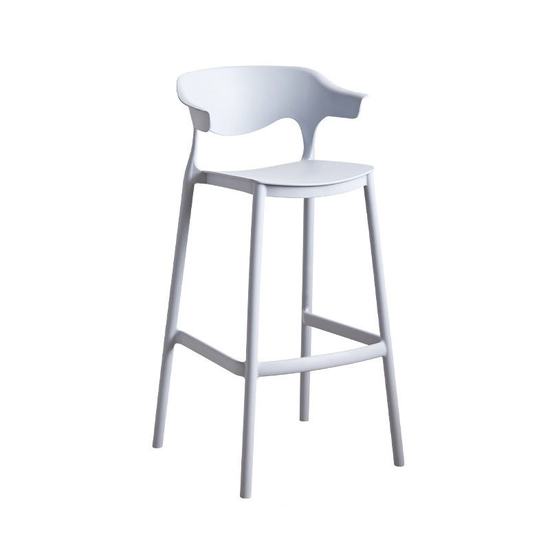 Stackable Plastic Indoor Counter Stools Low Back Scandinavian Bar Stools with Footrest Grey 1 Piece Bar Stool(30"H) Clearhalo 'Bar Furniture' 'Bar Stools' 'bar_stools' 'furn' 'furn_bar_stools' 'furniture_bar_stools' 'Kitchen & Dining Furniture' 'kitchen&dining_furn' 'kitchen' 'kitchen_furn' Furniture' 4339755