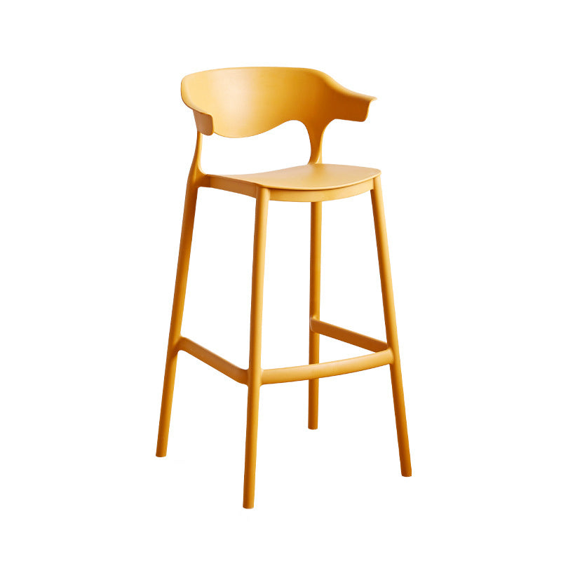 Stackable Plastic Indoor Counter Stools Low Back Scandinavian Bar Stools with Footrest Yellow 1 Piece Bar Stool(30"H) Clearhalo 'Bar Furniture' 'Bar Stools' 'bar_stools' 'furn' 'furn_bar_stools' 'furniture_bar_stools' 'Kitchen & Dining Furniture' 'kitchen&dining_furn' 'kitchen' 'kitchen_furn' Furniture' 4339757