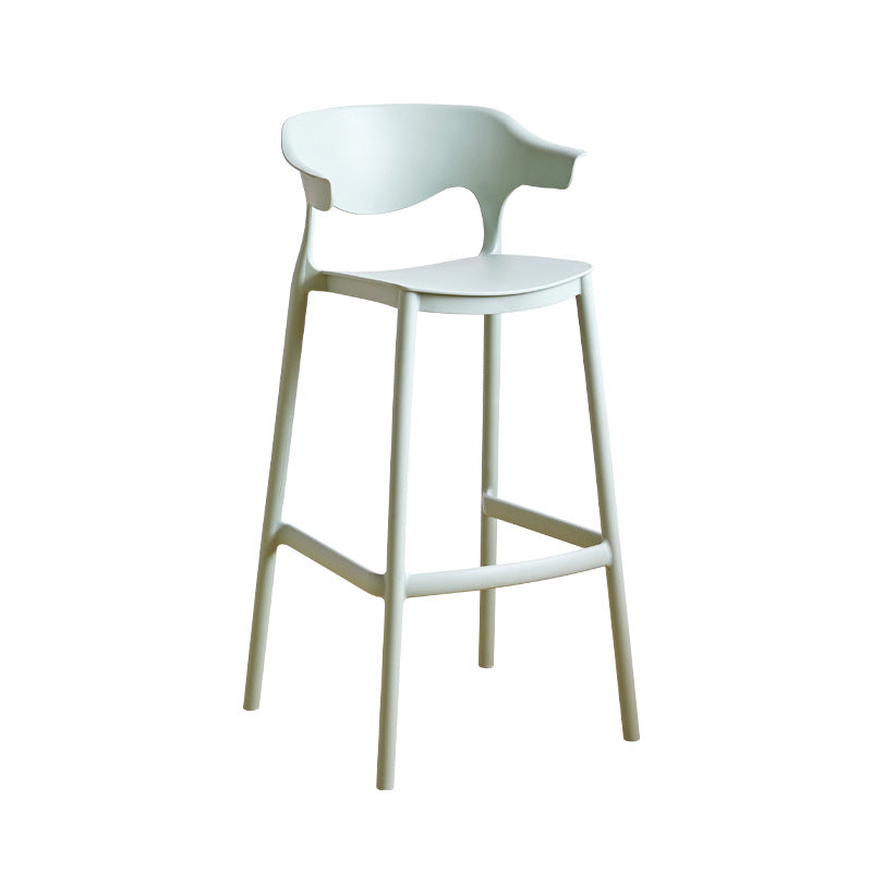 Stackable Plastic Indoor Counter Stools Low Back Scandinavian Bar Stools with Footrest Green 1 Piece Bar Stool(30"H) Clearhalo 'Bar Furniture' 'Bar Stools' 'bar_stools' 'furn' 'furn_bar_stools' 'furniture_bar_stools' 'Kitchen & Dining Furniture' 'kitchen&dining_furn' 'kitchen' 'kitchen_furn' Furniture' 4339759