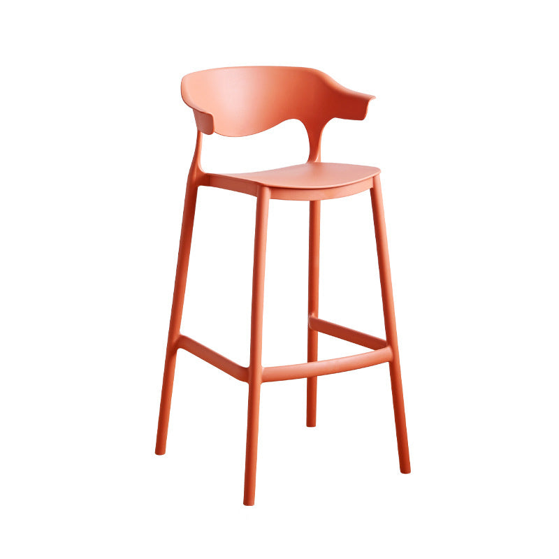 Stackable Plastic Indoor Counter Stools Low Back Scandinavian Bar Stools with Footrest Orange 1 Piece Bar Stool(30"H) Clearhalo 'Bar Furniture' 'Bar Stools' 'bar_stools' 'furn' 'furn_bar_stools' 'furniture_bar_stools' 'Kitchen & Dining Furniture' 'kitchen&dining_furn' 'kitchen' 'kitchen_furn' Furniture' 4339762