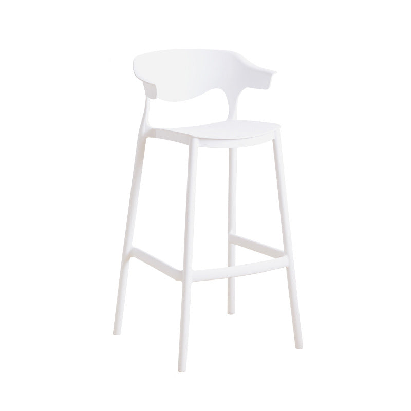 Stackable Plastic Indoor Counter Stools Low Back Scandinavian Bar Stools with Footrest White 1 Piece Bar Stool(30"H) Clearhalo 'Bar Furniture' 'Bar Stools' 'bar_stools' 'furn' 'furn_bar_stools' 'furniture_bar_stools' 'Kitchen & Dining Furniture' 'kitchen&dining_furn' 'kitchen' 'kitchen_furn' Furniture' 4339764