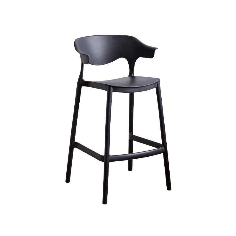 Stackable Plastic Indoor Counter Stools Low Back Scandinavian Bar Stools with Footrest Black 1 Piece Counter Stool(26"H) Clearhalo 'Bar Furniture' 'Bar Stools' 'bar_stools' 'furn' 'furn_bar_stools' 'furniture_bar_stools' 'Kitchen & Dining Furniture' 'kitchen&dining_furn' 'kitchen' 'kitchen_furn' Furniture' 4339771
