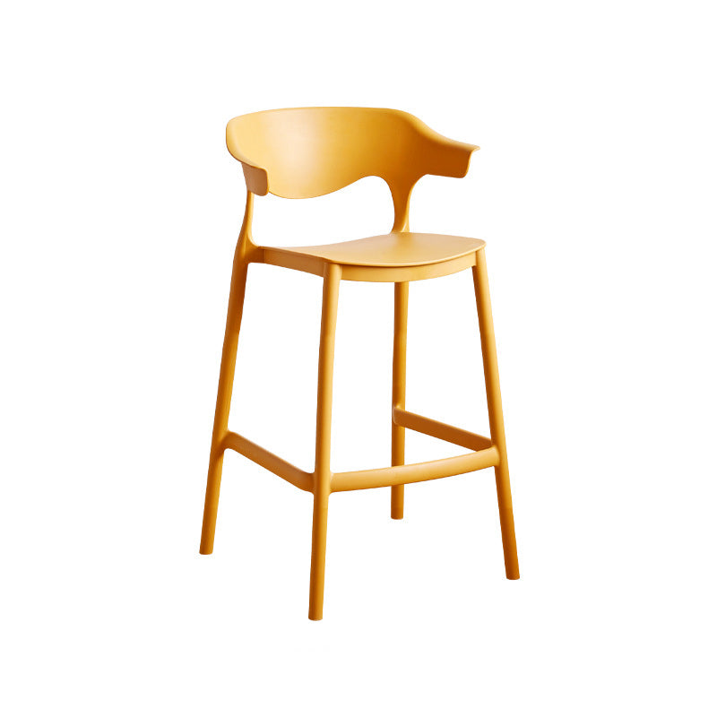 Stackable Plastic Indoor Counter Stools Low Back Scandinavian Bar Stools with Footrest Yellow 1 Piece Counter Stool(26"H) Clearhalo 'Bar Furniture' 'Bar Stools' 'bar_stools' 'furn' 'furn_bar_stools' 'furniture_bar_stools' 'Kitchen & Dining Furniture' 'kitchen&dining_furn' 'kitchen' 'kitchen_furn' Furniture' 4339774
