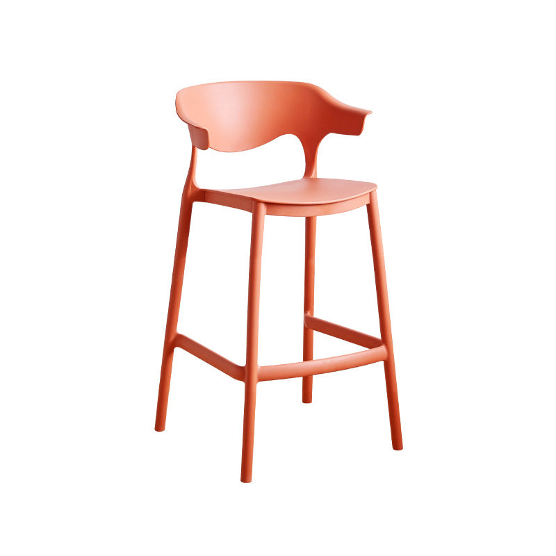 Stackable Plastic Indoor Counter Stools Low Back Scandinavian Bar Stools with Footrest Orange 1 Piece Counter Stool(26"H) Clearhalo 'Bar Furniture' 'Bar Stools' 'bar_stools' 'furn' 'furn_bar_stools' 'furniture_bar_stools' 'Kitchen & Dining Furniture' 'kitchen&dining_furn' 'kitchen' 'kitchen_furn' Furniture' 4339777