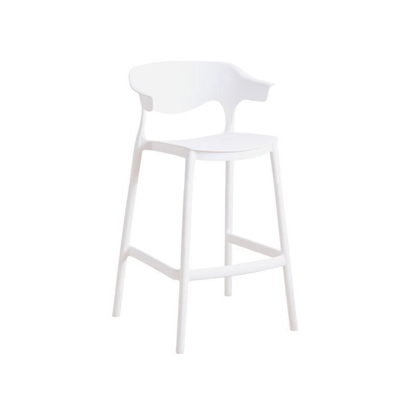 Stackable Plastic Indoor Counter Stools Low Back Scandinavian Bar Stools with Footrest White 1 Piece Counter Stool(26"H) Clearhalo 'Bar Furniture' 'Bar Stools' 'bar_stools' 'furn' 'furn_bar_stools' 'furniture_bar_stools' 'Kitchen & Dining Furniture' 'kitchen&dining_furn' 'kitchen' 'kitchen_furn' Furniture' 4339778