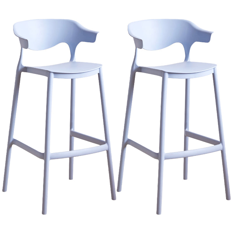 Stackable Plastic Indoor Counter Stools Low Back Scandinavian Bar Stools with Footrest Blue 2 Piece Set Bar Stool(30"H) Clearhalo 'Bar Furniture' 'Bar Stools' 'bar_stools' 'furn' 'furn_bar_stools' 'furniture_bar_stools' 'Kitchen & Dining Furniture' 'kitchen&dining_furn' 'kitchen' 'kitchen_furn' Furniture' 4339780