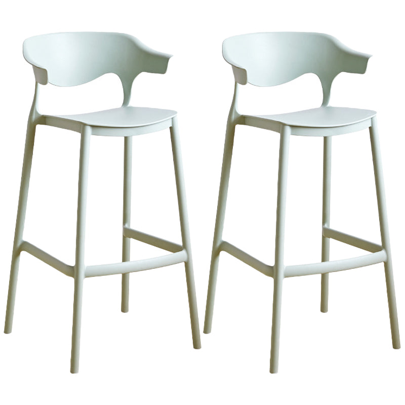 Stackable Plastic Indoor Counter Stools Low Back Scandinavian Bar Stools with Footrest Green 2 Piece Set Bar Stool(30"H) Clearhalo 'Bar Furniture' 'Bar Stools' 'bar_stools' 'furn' 'furn_bar_stools' 'furniture_bar_stools' 'Kitchen & Dining Furniture' 'kitchen&dining_furn' 'kitchen' 'kitchen_furn' Furniture' 4339784