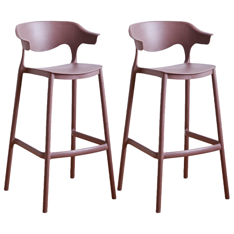 Stackable Plastic Indoor Counter Stools Low Back Scandinavian Bar Stools with Footrest Coffee 2 Piece Set Bar Stool(30"H) Clearhalo 'Bar Furniture' 'Bar Stools' 'bar_stools' 'furn' 'furn_bar_stools' 'furniture_bar_stools' 'Kitchen & Dining Furniture' 'kitchen&dining_furn' 'kitchen' 'kitchen_furn' Furniture' 4339785