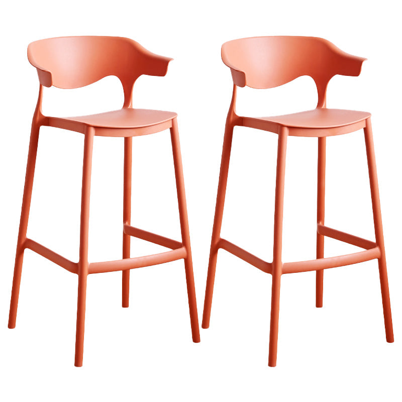 Stackable Plastic Indoor Counter Stools Low Back Scandinavian Bar Stools with Footrest Orange 2 Piece Set Bar Stool(30"H) Clearhalo 'Bar Furniture' 'Bar Stools' 'bar_stools' 'furn' 'furn_bar_stools' 'furniture_bar_stools' 'Kitchen & Dining Furniture' 'kitchen&dining_furn' 'kitchen' 'kitchen_furn' Furniture' 4339786