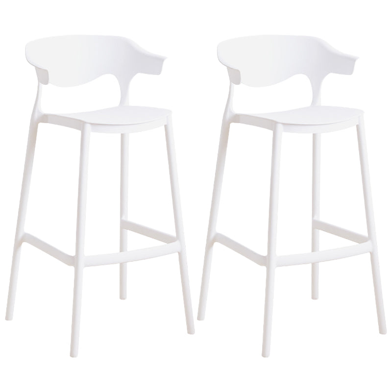 Stackable Plastic Indoor Counter Stools Low Back Scandinavian Bar Stools with Footrest White 2 Piece Set Bar Stool(30"H) Clearhalo 'Bar Furniture' 'Bar Stools' 'bar_stools' 'furn' 'furn_bar_stools' 'furniture_bar_stools' 'Kitchen & Dining Furniture' 'kitchen&dining_furn' 'kitchen' 'kitchen_furn' Furniture' 4339787