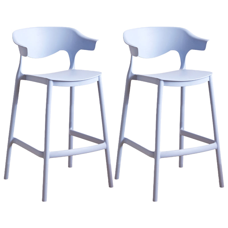 Stackable Plastic Indoor Counter Stools Low Back Scandinavian Bar Stools with Footrest Blue 2 Piece Set Counter Stool(26"H) Clearhalo 'Bar Furniture' 'Bar Stools' 'bar_stools' 'furn' 'furn_bar_stools' 'furniture_bar_stools' 'Kitchen & Dining Furniture' 'kitchen&dining_furn' 'kitchen' 'kitchen_furn' Furniture' 4339789