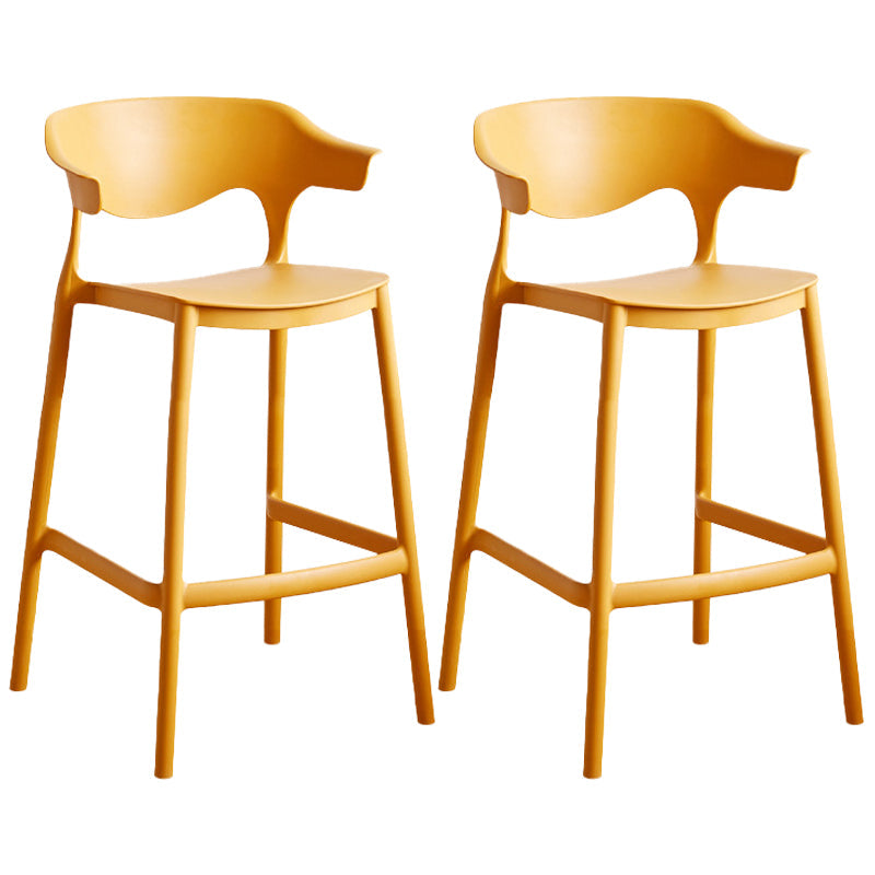 Stackable Plastic Indoor Counter Stools Low Back Scandinavian Bar Stools with Footrest Yellow 2 Piece Set Counter Stool(26"H) Clearhalo 'Bar Furniture' 'Bar Stools' 'bar_stools' 'furn' 'furn_bar_stools' 'furniture_bar_stools' 'Kitchen & Dining Furniture' 'kitchen&dining_furn' 'kitchen' 'kitchen_furn' Furniture' 4339792