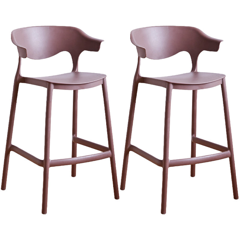 Stackable Plastic Indoor Counter Stools Low Back Scandinavian Bar Stools with Footrest Coffee 2 Piece Set Counter Stool(26"H) Clearhalo 'Bar Furniture' 'Bar Stools' 'bar_stools' 'furn' 'furn_bar_stools' 'furniture_bar_stools' 'Kitchen & Dining Furniture' 'kitchen&dining_furn' 'kitchen' 'kitchen_furn' Furniture' 4339794