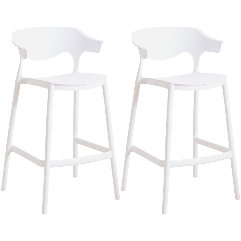 Stackable Plastic Indoor Counter Stools Low Back Scandinavian Bar Stools with Footrest White 2 Piece Set Counter Stool(26"H) Clearhalo 'Bar Furniture' 'Bar Stools' 'bar_stools' 'furn' 'furn_bar_stools' 'furniture_bar_stools' 'Kitchen & Dining Furniture' 'kitchen&dining_furn' 'kitchen' 'kitchen_furn' Furniture' 4339796