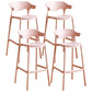 Stackable Plastic Indoor Counter Stools Low Back Scandinavian Bar Stools with Footrest Pink 4 Piece Set Bar Stool(30"H) Clearhalo 'Bar Furniture' 'Bar Stools' 'bar_stools' 'furn' 'furn_bar_stools' 'furniture_bar_stools' 'Kitchen & Dining Furniture' 'kitchen&dining_furn' 'kitchen' 'kitchen_furn' Furniture' 4339797