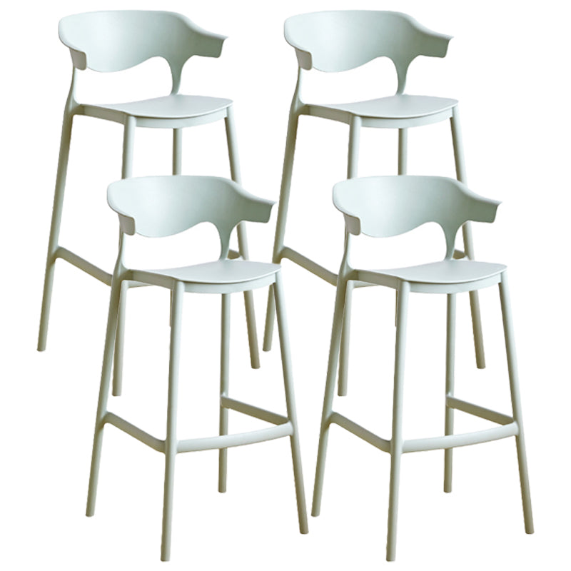 Stackable Plastic Indoor Counter Stools Low Back Scandinavian Bar Stools with Footrest Green 4 Piece Set Bar Stool(30"H) Clearhalo 'Bar Furniture' 'Bar Stools' 'bar_stools' 'furn' 'furn_bar_stools' 'furniture_bar_stools' 'Kitchen & Dining Furniture' 'kitchen&dining_furn' 'kitchen' 'kitchen_furn' Furniture' 4339802