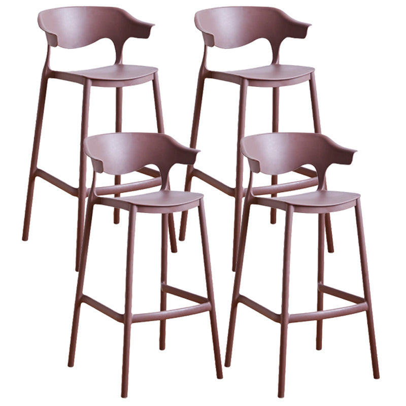 Stackable Plastic Indoor Counter Stools Low Back Scandinavian Bar Stools with Footrest Coffee 4 Piece Set Bar Stool(30"H) Clearhalo 'Bar Furniture' 'Bar Stools' 'bar_stools' 'furn' 'furn_bar_stools' 'furniture_bar_stools' 'Kitchen & Dining Furniture' 'kitchen&dining_furn' 'kitchen' 'kitchen_furn' Furniture' 4339803