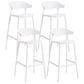 Stackable Plastic Indoor Counter Stools Low Back Scandinavian Bar Stools with Footrest White 4 Piece Set Bar Stool(30"H) Clearhalo 'Bar Furniture' 'Bar Stools' 'bar_stools' 'furn' 'furn_bar_stools' 'furniture_bar_stools' 'Kitchen & Dining Furniture' 'kitchen&dining_furn' 'kitchen' 'kitchen_furn' Furniture' 4339805