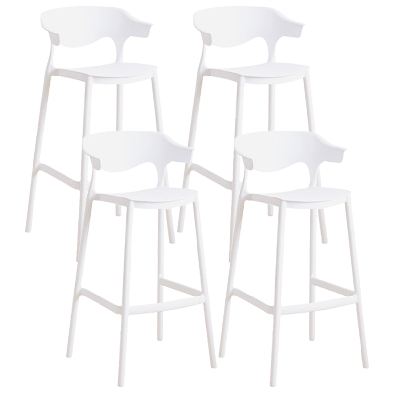 Stackable Plastic Indoor Counter Stools Low Back Scandinavian Bar Stools with Footrest White 4 Piece Set Bar Stool(30"H) Clearhalo 'Bar Furniture' 'Bar Stools' 'bar_stools' 'furn' 'furn_bar_stools' 'furniture_bar_stools' 'Kitchen & Dining Furniture' 'kitchen&dining_furn' 'kitchen' 'kitchen_furn' Furniture' 4339805
