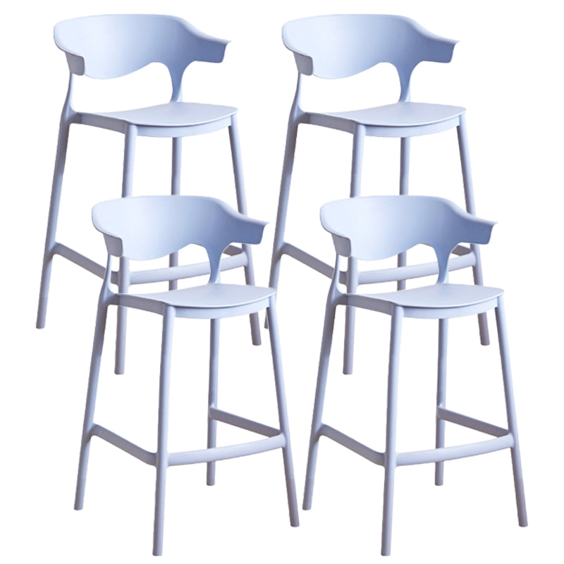 Stackable Plastic Indoor Counter Stools Low Back Scandinavian Bar Stools with Footrest Blue 4 Piece Set Counter Stool(26"H) Clearhalo 'Bar Furniture' 'Bar Stools' 'bar_stools' 'furn' 'furn_bar_stools' 'furniture_bar_stools' 'Kitchen & Dining Furniture' 'kitchen&dining_furn' 'kitchen' 'kitchen_furn' Furniture' 4339807