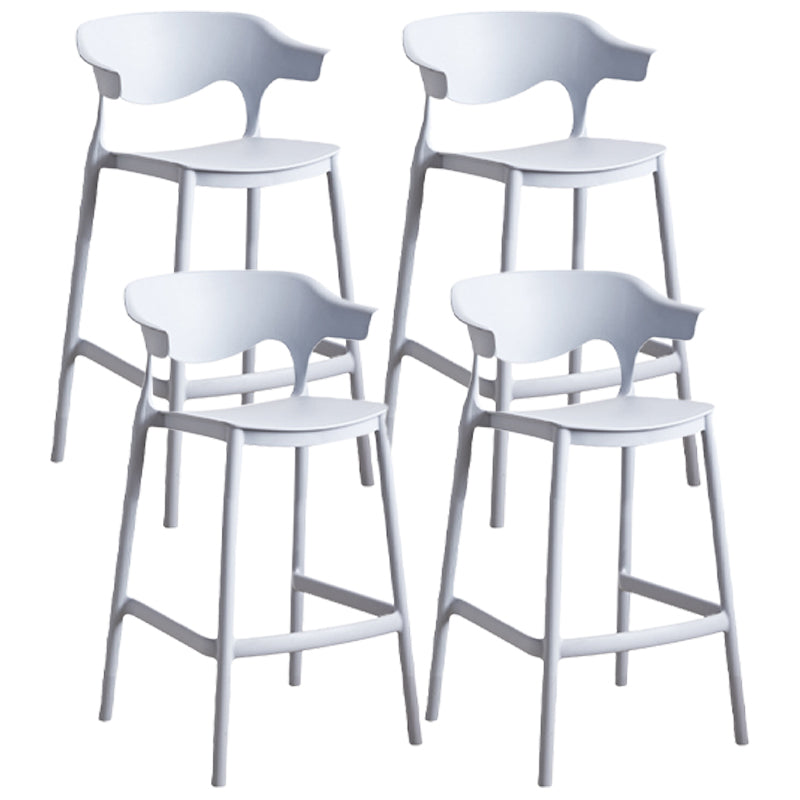 Stackable Plastic Indoor Counter Stools Low Back Scandinavian Bar Stools with Footrest Grey 4 Piece Set Counter Stool(26"H) Clearhalo 'Bar Furniture' 'Bar Stools' 'bar_stools' 'furn' 'furn_bar_stools' 'furniture_bar_stools' 'Kitchen & Dining Furniture' 'kitchen&dining_furn' 'kitchen' 'kitchen_furn' Furniture' 4339809